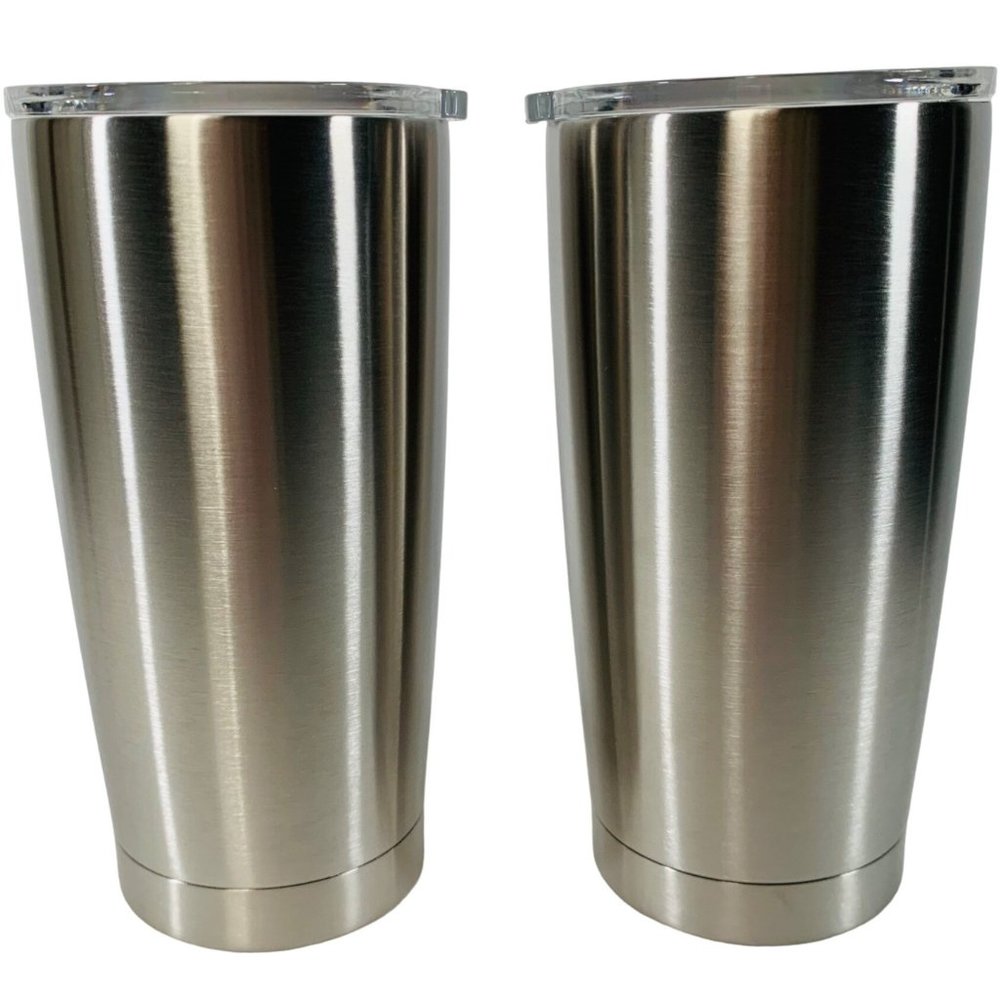 Set of 2 Stainless Steel Double Wall Vacuum Insulated Tumbler Splashproof 18.5oz